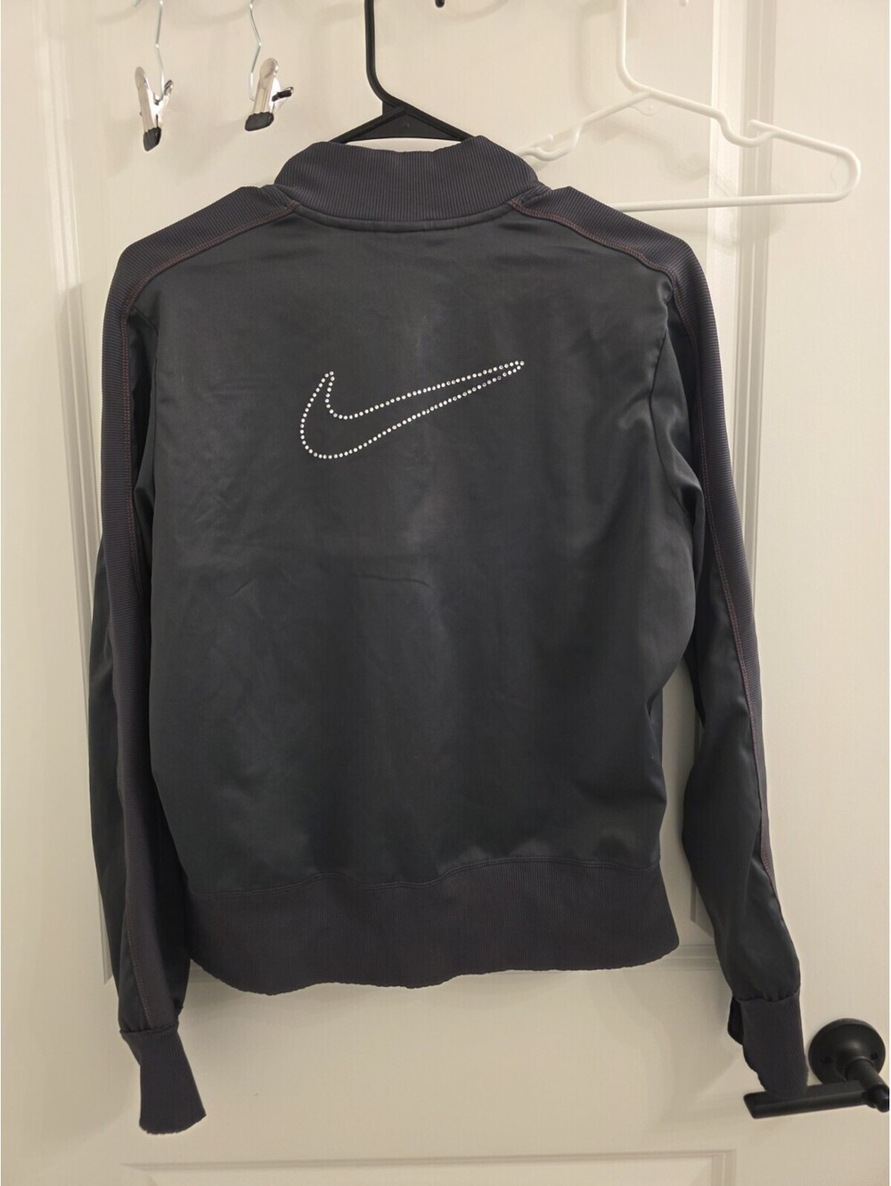 Nike Bejeweled Logo Windbreaker Jacket Full Zip Coat Womens Size Medium M (8-10)